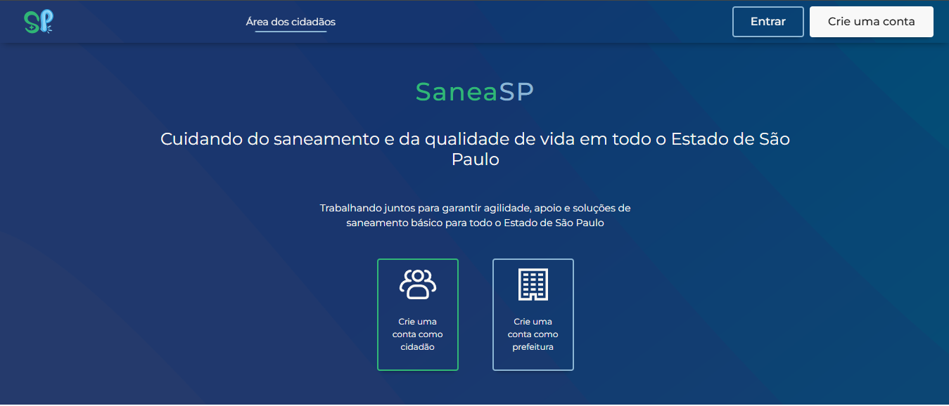 print do site do projeto SaneaSP